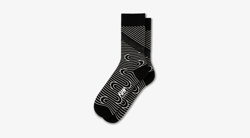 Not Quite Stripes, This Striking Design Of Wavy White - Sock, transparent png #2912833