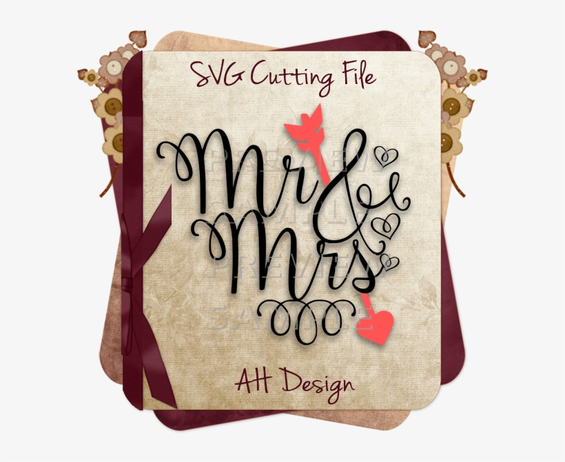 Mr & Mrs Heart Shaped Word Art Svg Dxf Png Files - Big Piece Of My Heart Lives, transparent png #2913384