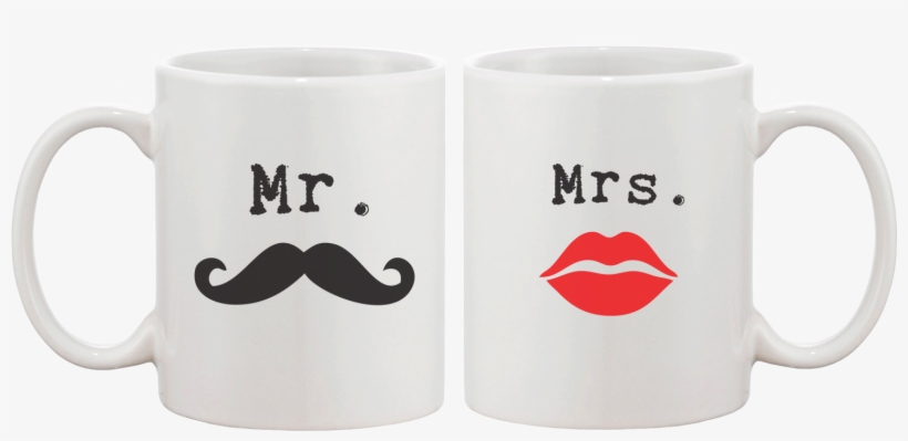 Mr Mrs Mug Cup Mustache And Lip Design - Couple Cup, transparent png #2914139