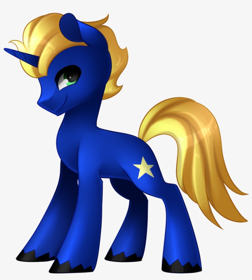 Scarlet-spectrum, Commission, Green Eyes, Looking Back, - Blue Unicorn Male Oc, transparent png #2914358