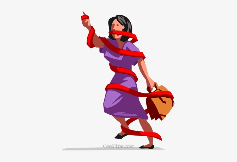Businesswoman Tied Up In Red Tape Royalty Free Vector - Clip Art, transparent png #2914613