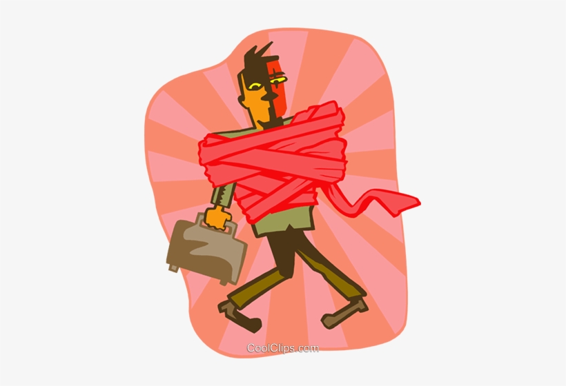 Business Man Wrapped In Red Tape Royalty Free Vector - Illustration, transparent png #2914631