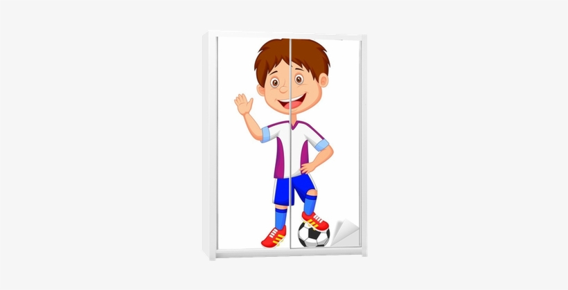 Cartoon Kid Playing Football Wardrobe Sticker • Pixers® - Pemain Sepak Bola Kartun, transparent png #2915823