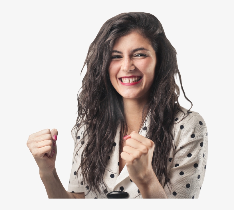 Excited Woman Cheering With Her Arm Raised - Excited Girl Transparent Png, transparent png #2916697