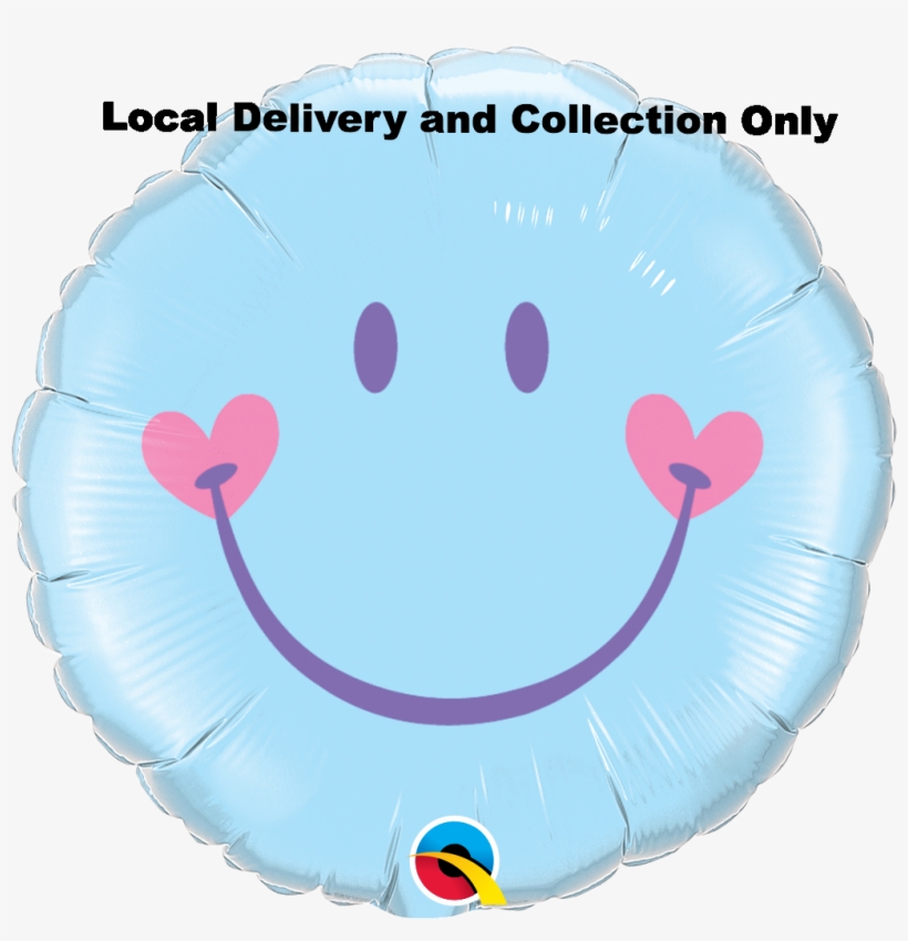 Sweet Smile Face Pale Blue Foil Balloon - Qualatex 18 Inch Round Foil Balloon - Sweet Smile Face, transparent png #2917578