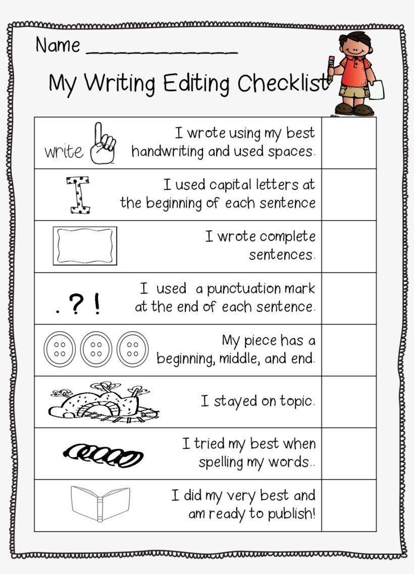 This Is Part Of The Free Editing Set From First Grade - My Writing Editing Checklist, transparent png #2917724