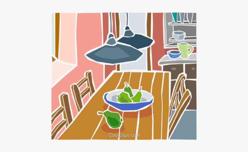 Kitchen Table With A Bowl Of Fruit Royalty Free Vector - Dining Room, transparent png #2917767