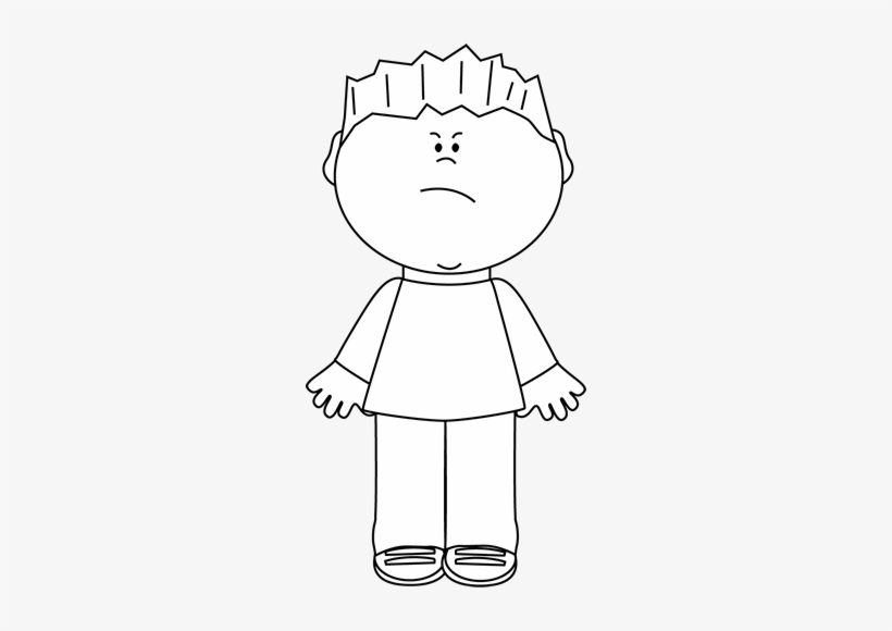 Black And White Angry Boy Children Clipart, Nursery - Boy Clipart Black And White, transparent png #2918418