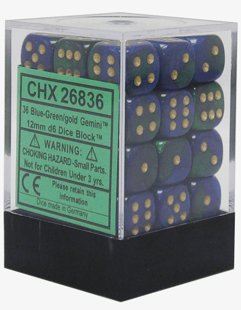 Gemini Blue-green With Gold 12mm D6 - Festive 12mm D6 Carousel White Dice Block, transparent png #2919777