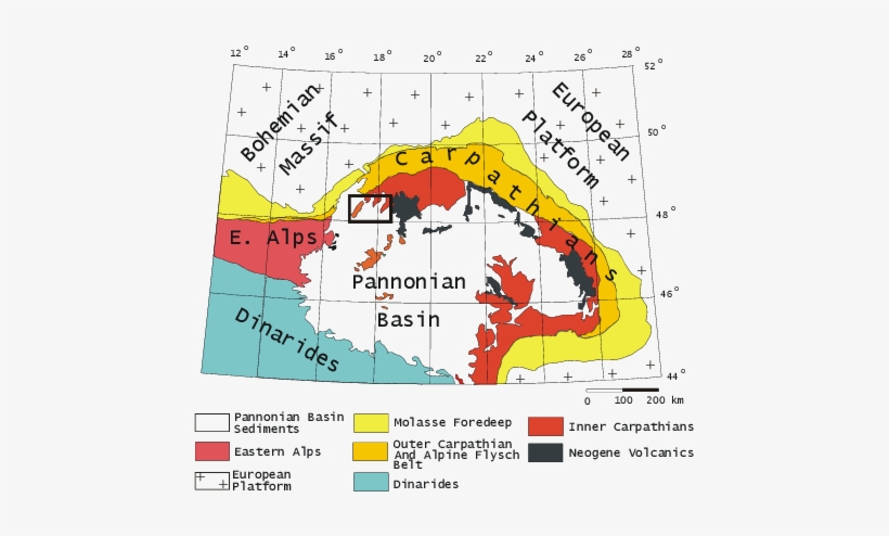 Schematic Tectonic Map Of The Eastern Alpine Western - Pannonian Basin, transparent png #2920272