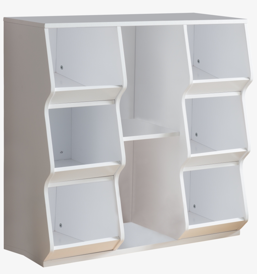 White Wood 8 Shelf Contemporary Kids Bookcase Storage Shelf