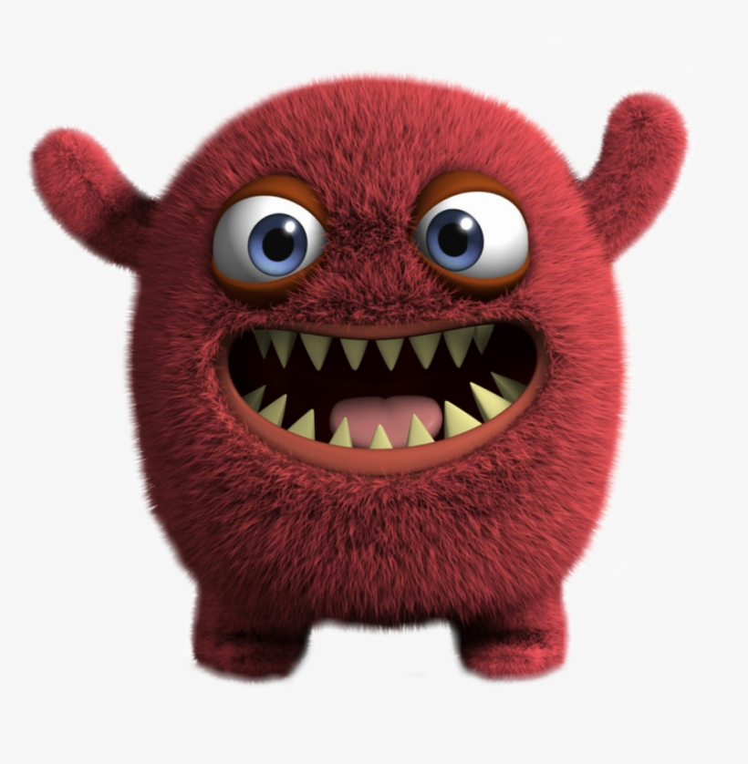 Red Cute Monster Scary Surprise Sweet - Cute Fuzzy Cartoon Monster, transparent png #2921263