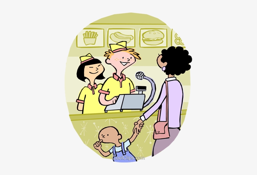 Mother With Child Ordering Fast Food Royalty Free Vector - Buy Fast Food Clipart, transparent png #2921721