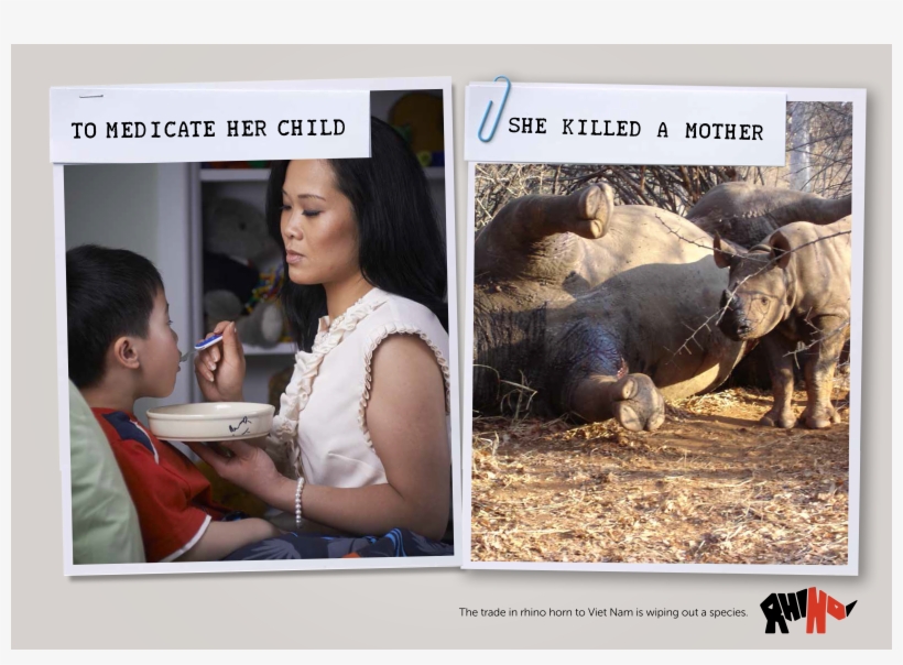Mother And Child Advert 1 Large - Rhino Horn Campaign, transparent png #2921784