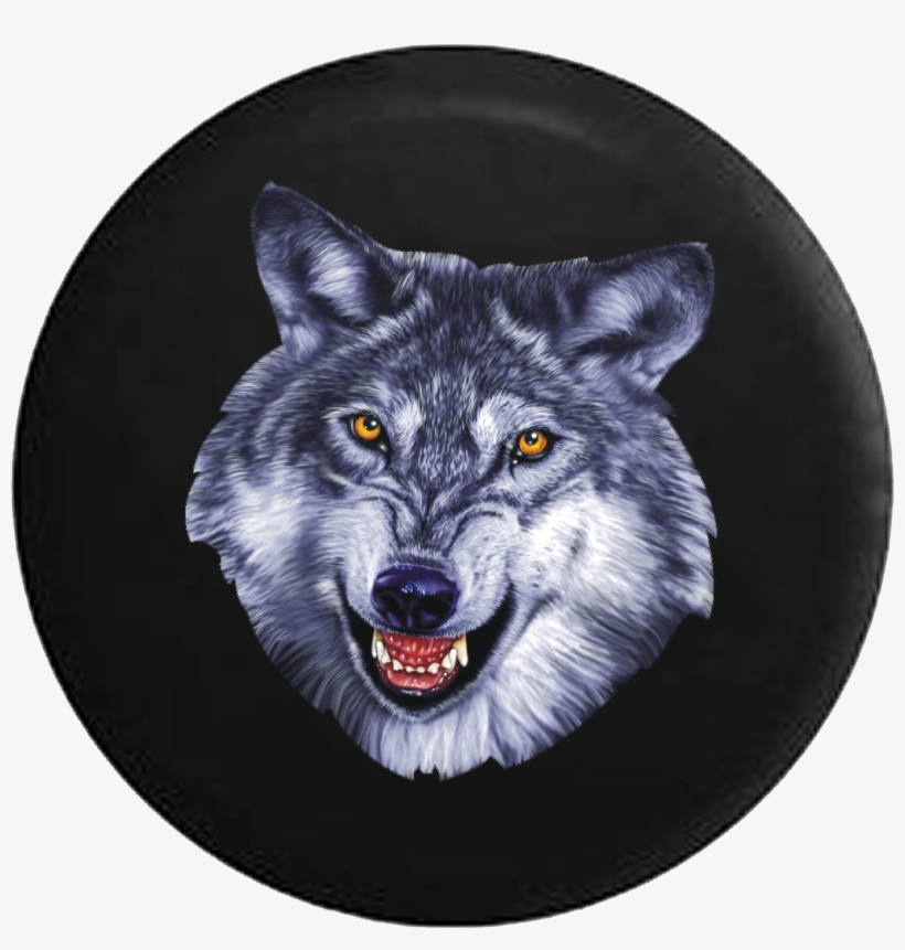 Grey And White Wolf Growling Showing Teeth Rv Camper - Grey And White Wolf Growling Showing Teeth Spare Tire, transparent png #2922234