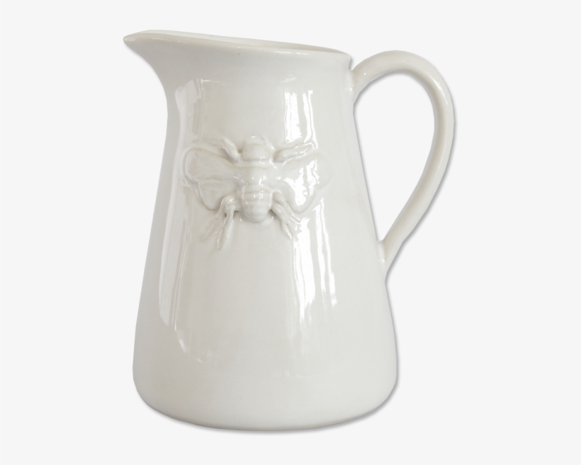 White Ceramic Bee Pitcher, Small - Ceramic, transparent png #2922286
