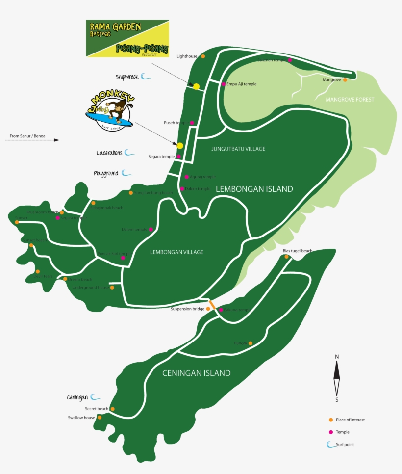 1 Download Nusa Lembongan Map - Nusa Lembongan Road Map, transparent png #2923548