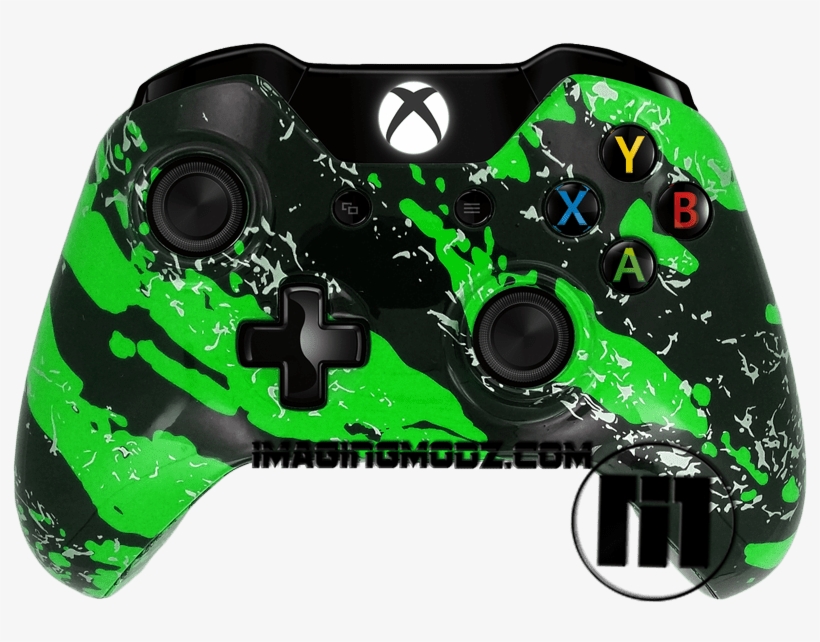 Green Splatter Xbox One Controller - Xbox One Controller, transparent png #2923939