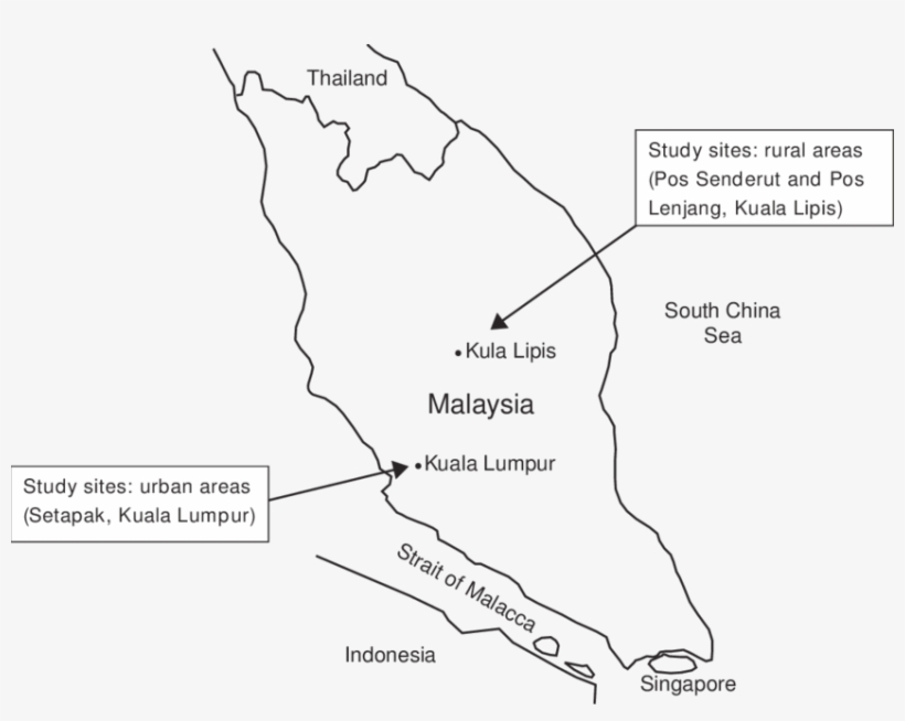 Map Of Peninsular Malaysia Showing Urban And Rural - Peninsular Malaysia, transparent png #2923988