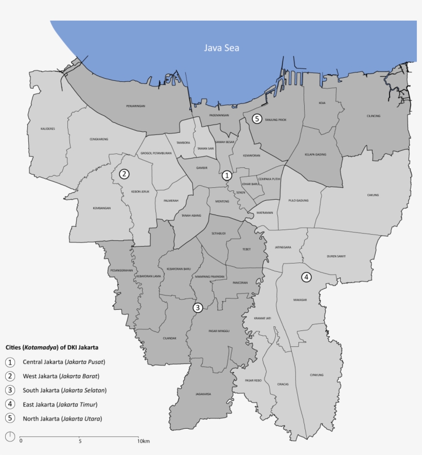 Jakarta Special Capital Region - Jakarta Neighborhoods Map, transparent png #2924077
