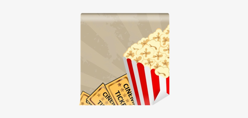 Popcorn And Tickets, Vector Illustration Wall Mural - Vector Graphics, transparent png #2924999