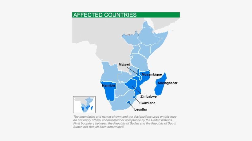Map Of Southern Africa El Niño/la Niña Criris Affected - Rwanda And Burundi Map, transparent png #2926464
