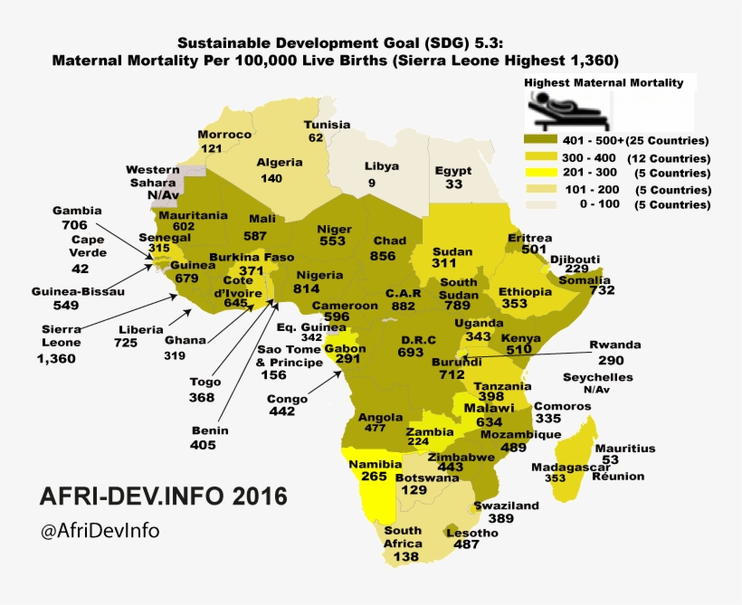 Africa Map-maternal Mortality Ratio - Maternal Mortality Rate And Fgm, transparent png #2926599