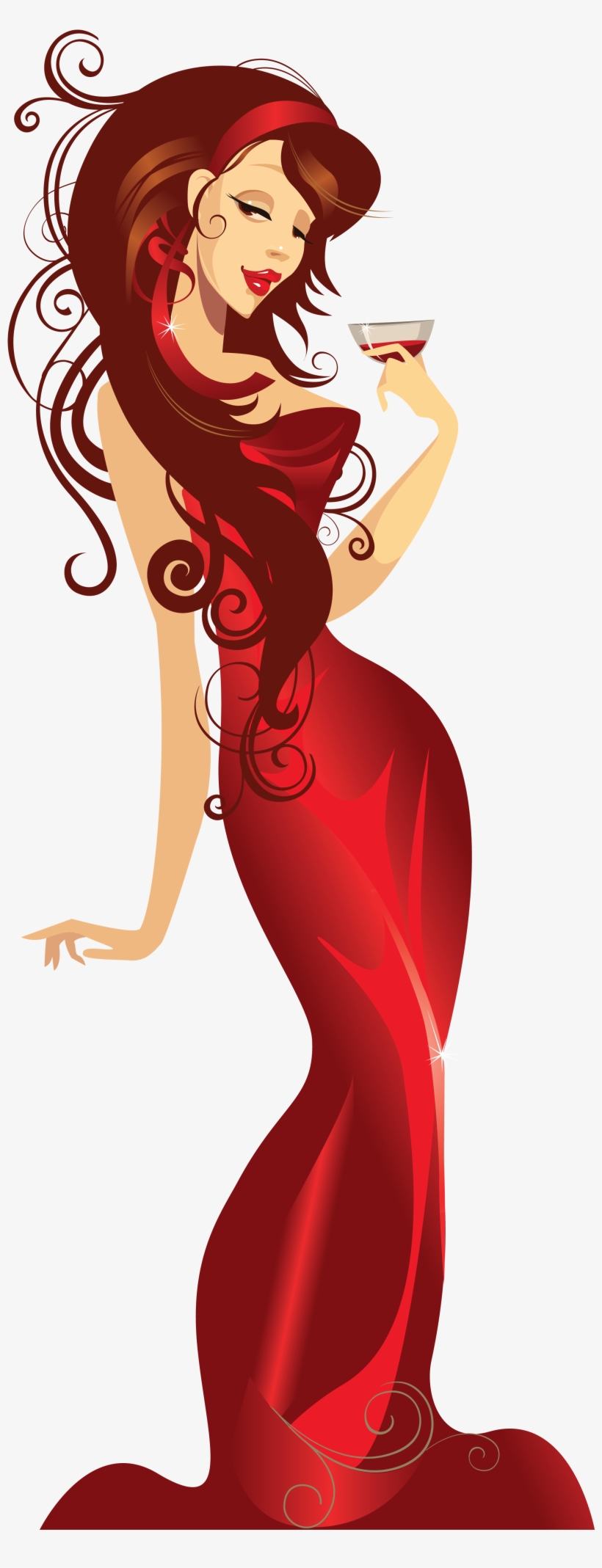 Birthday For Pretty Ladies Clipart Download - Lady In Wine Glass, transparent png #2927262