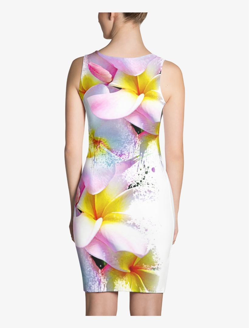 Hawaiian Baby Pink Plumeria Flower Impressionism Art - South Carolina Gamecocks Cut & Sew Dress - Women, transparent png #2927528