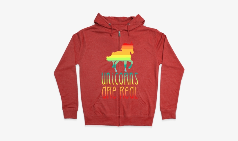 Rainbow Unicorns Are Real Zip Hoodie - Hoodie, transparent png #2928073