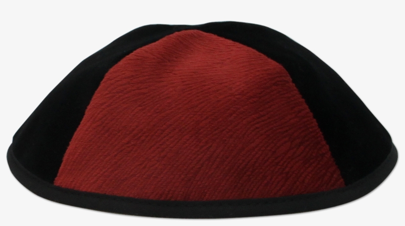 Black Velvet Kippah With Red Vider Triangalur - Beanie, transparent png #2928884