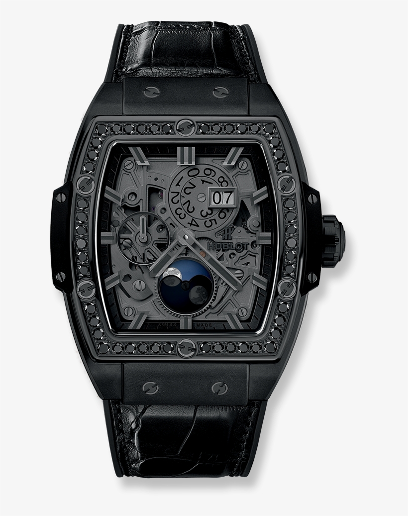 Spirit Of Big Bang Moonphase All Black Diamonds - Hublot Spirit Of Big Bang Moonphase All Black, transparent png #2928917