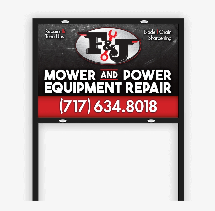 F&j Mower And Power Equipment Repair Yard Sign - Lawn Mower, transparent png #2929380