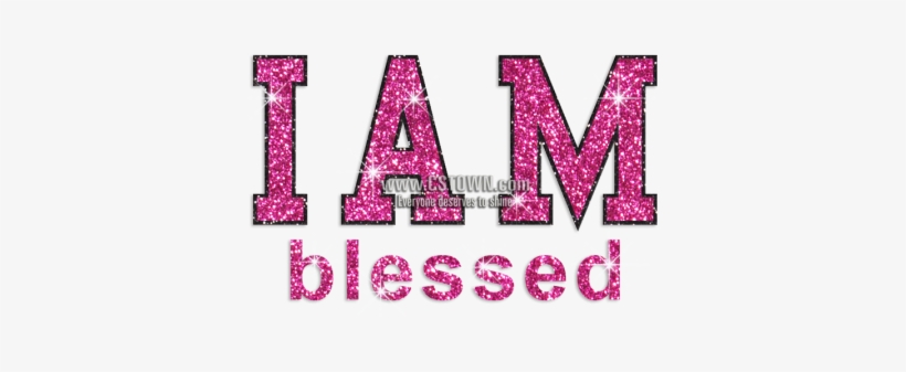 Pink Bling I Am Blessed Glitter Iron-on Transfer - Pink, transparent png #2929662