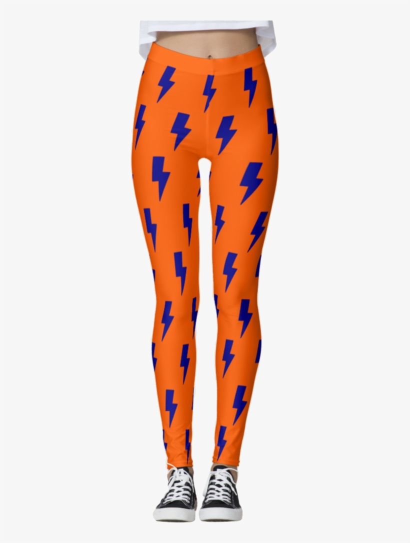 Orange & Blue Lightning Bolts Thick Band Leggings - Orange And Blue Lightning, transparent png #2931242
