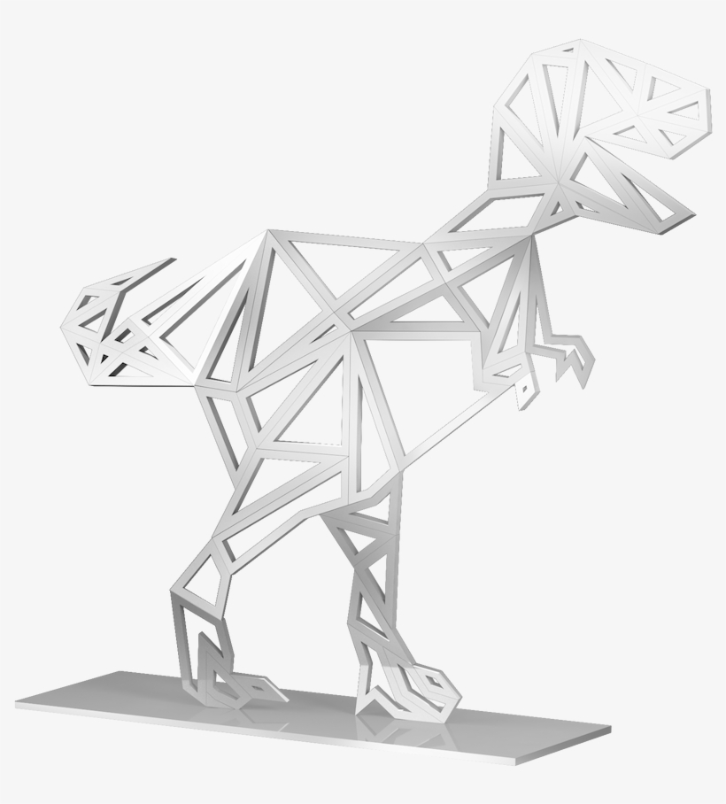 Huge Modern Silver T-rex Tyrannosaurus Dinosaur Geometric - Modern Sculpture Png, transparent png #2932063