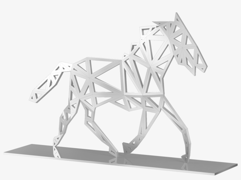 Modern Silver Trotting Horse Mustang Animal Garden - Statue Modern, transparent png #2932117
