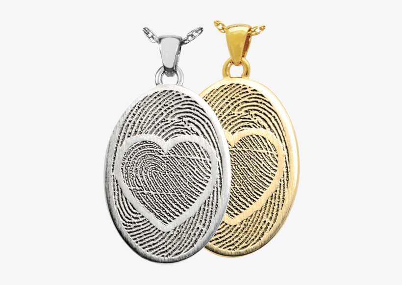 Oval Jewelry With 2 Fingerprints And Heart Design - Paw Print Jewellery, transparent png #2933557