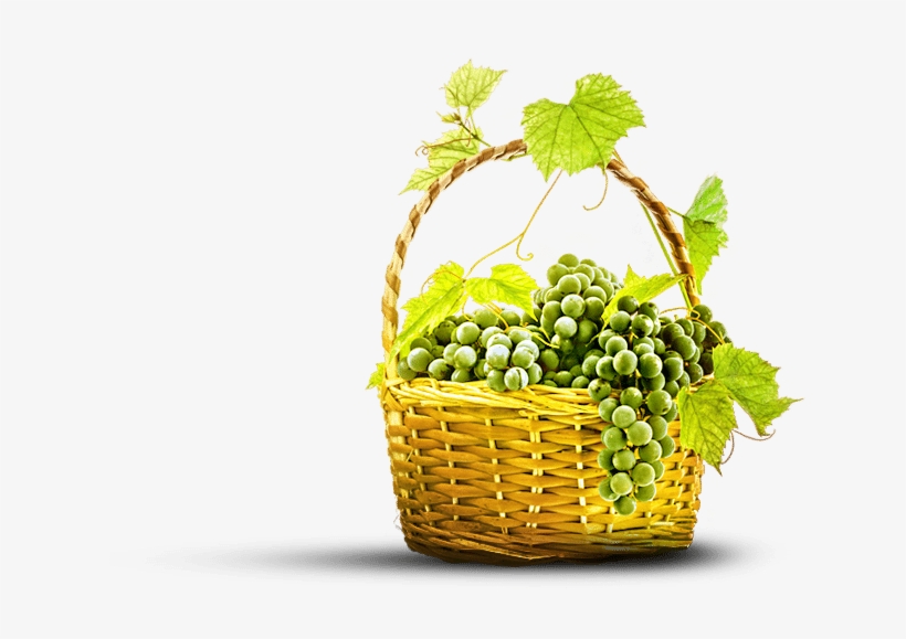 White Wine Grapes In Basket - Basket Png With Leaves, transparent png #2934803