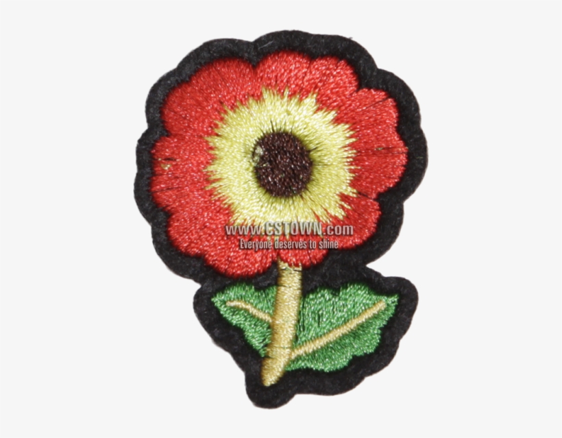 Little Red Sun Flower Customized Iron On Patch - Embroidered Patch, transparent png #2936072