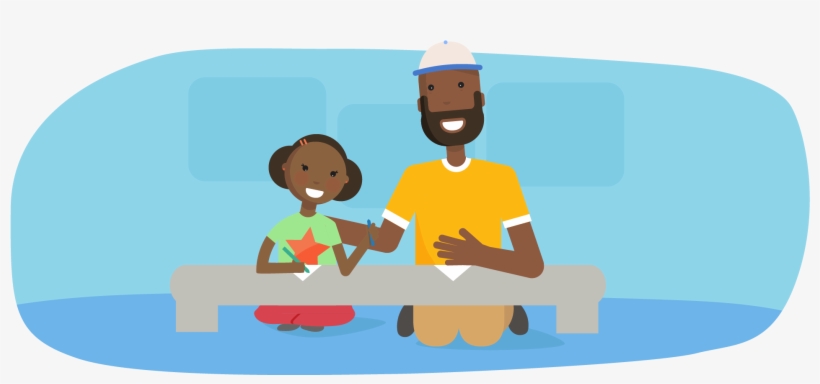 Father Drawing Picture With Daughter - Father, transparent png #2937105