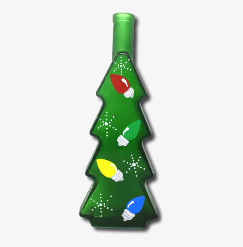 Hand Painted Christmas Tree Bottle Colored Light Bulbs - Wine, transparent png #2937168