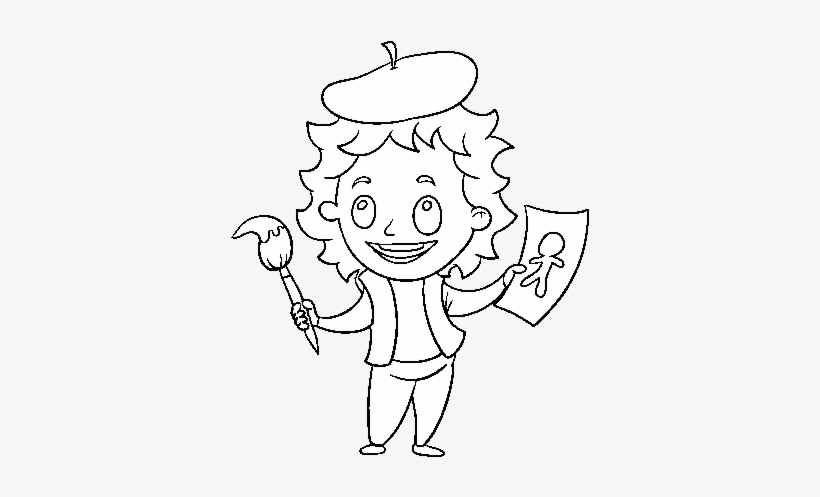 Dibujo De Artista Pintor Para Colorear - Drawing, transparent png #2938093