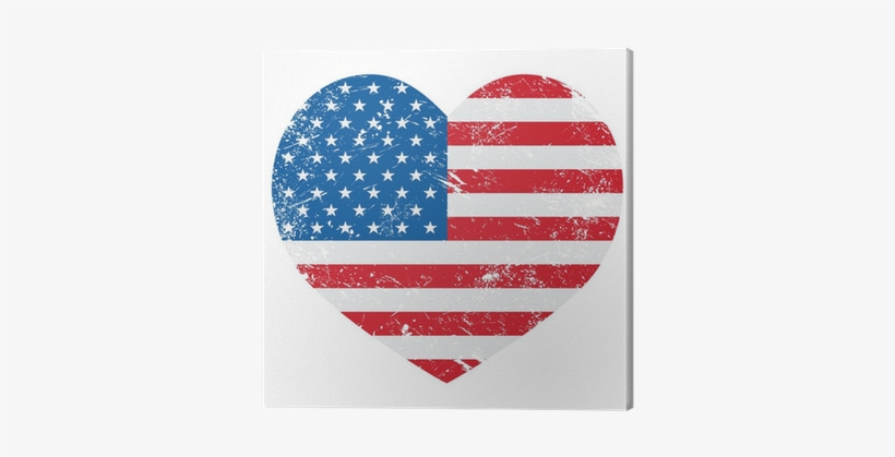 Cuadro En Lienzo Estados Unidos De América Bandera - American Flag Heart Logo, transparent png #2938391