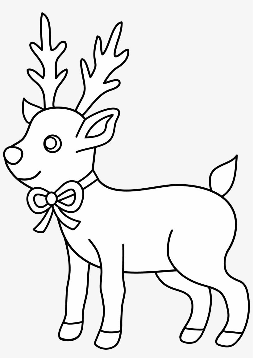 Christmas Reindeer Coloring Page - Christmas Coloring Pages To Print Cute, transparent png #2939422