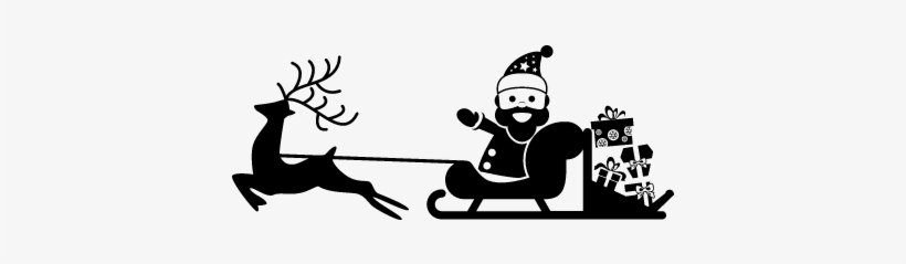 Santa Claus On His Sled Carried By A Reindeer Vector - Santa Claus Deer Logo, transparent png #2939649