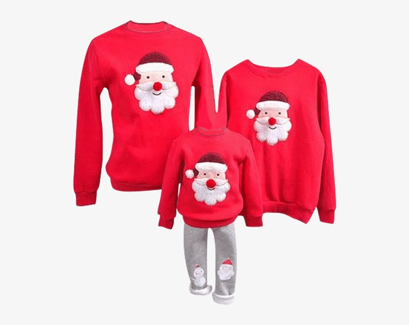 Petite Bello Clothing Set Red / Kid 5 Santa Reindeer - Family Matching Outfits 2017 Winter Christmas Sweater, transparent png #2939731