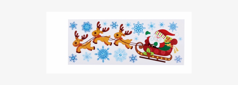 Christmas Window Decals, Santa With Reindeer - Cartoon, transparent png #2939812