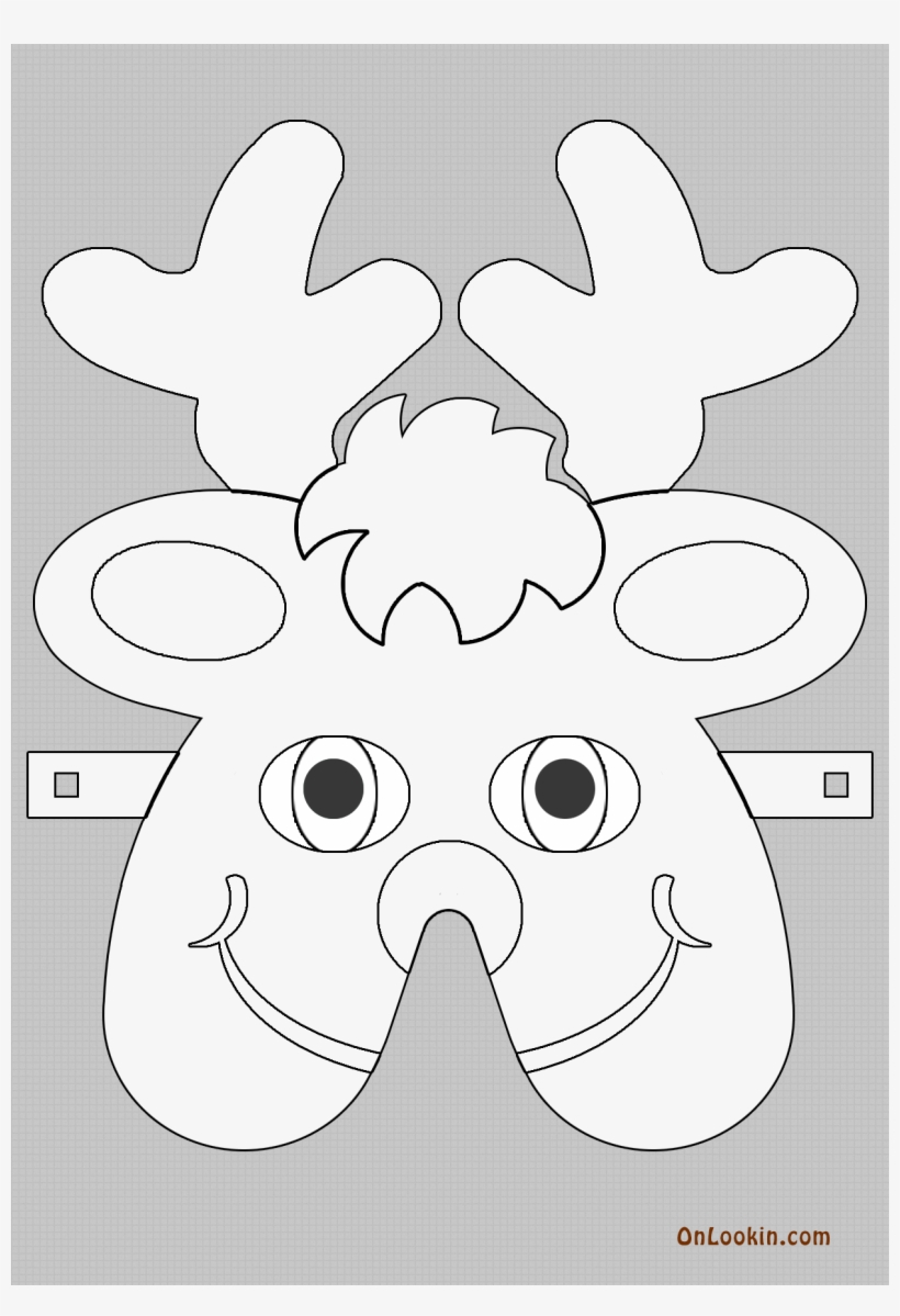 Reindeer Santa Face Mask Cut Out For Print And Colour - Santa Claus, transparent png #2939909