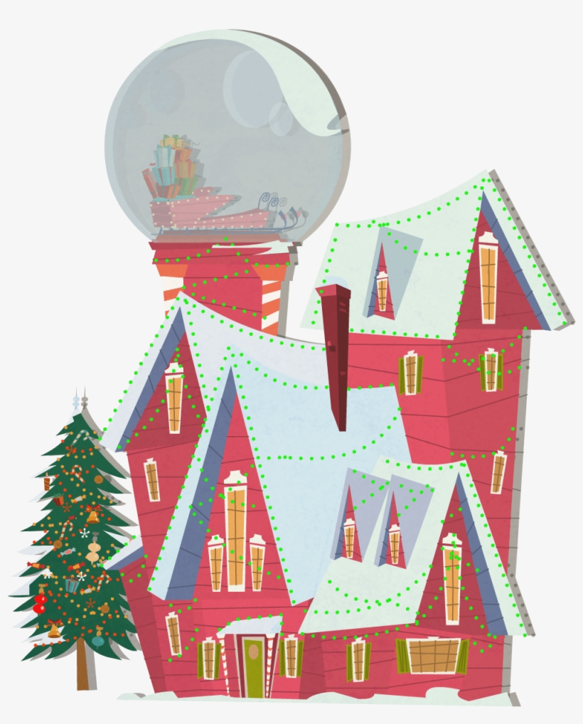 Background Exterior Santa House Winter Globe House - Christmas Tree, transparent png #2941520